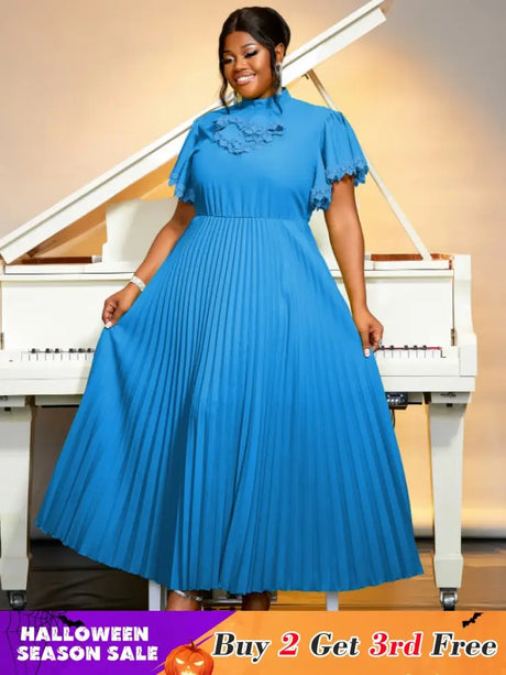 half high collar pleated dresses for women