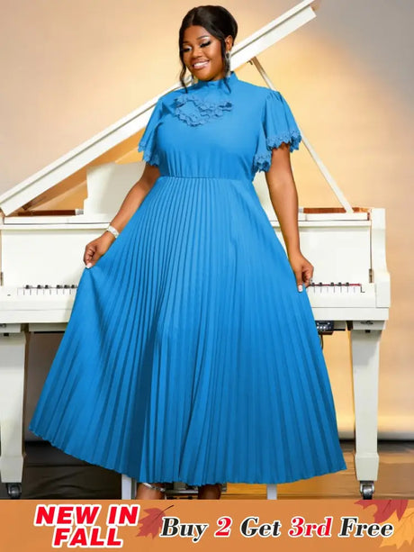 half high collar pleated dresses for women