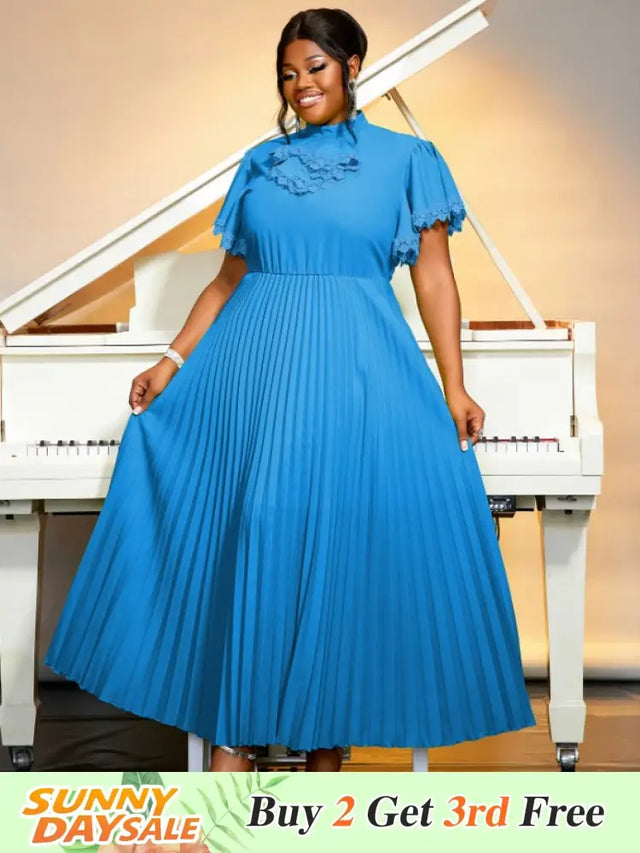 half high collar pleated dresses for women