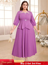 purple o neck dresses for women