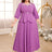 purple o neck dresses for women