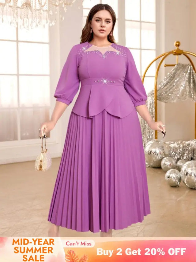 purple o neck dresses for women