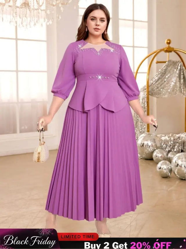 purple o neck dresses for women