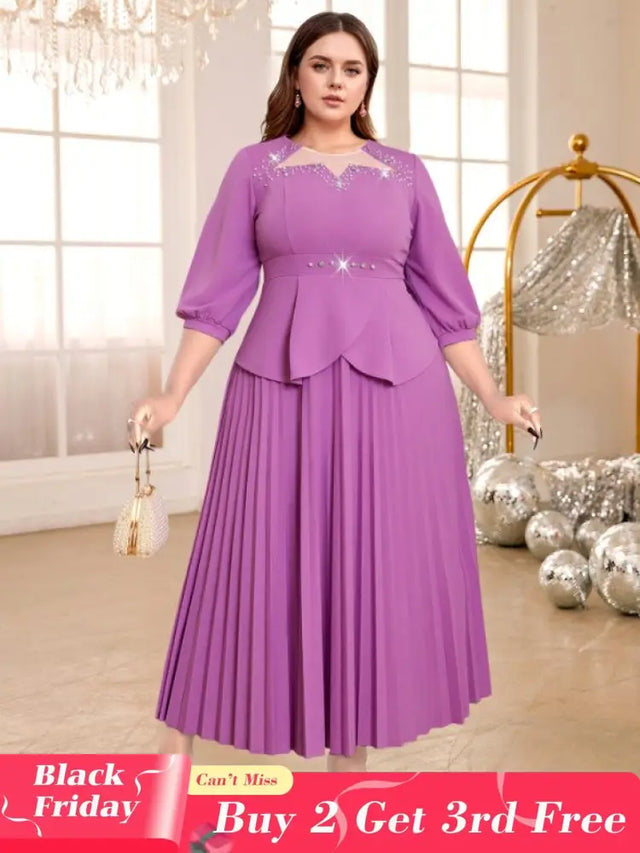 purple o neck dresses for women