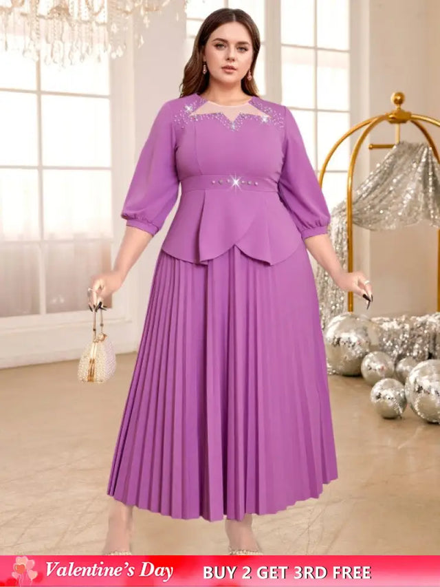 purple o neck dresses for women