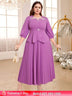 purple o neck dresses for women