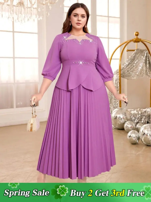 purple o neck dresses for women