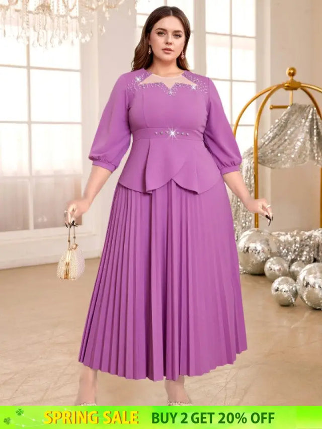 purple o neck dresses for women