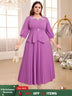 purple o neck dresses for women