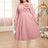 pink v neck a line midi dresses for women