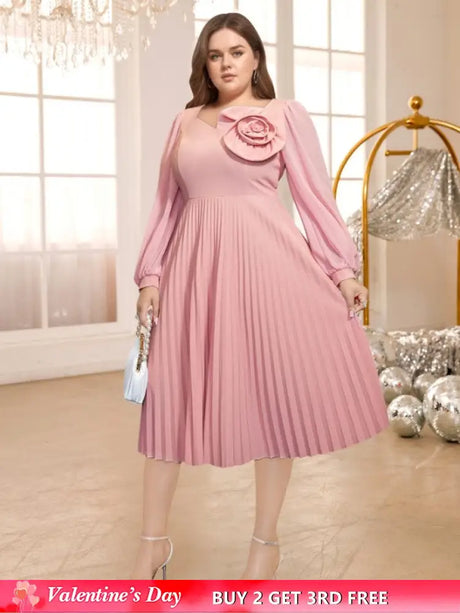 pink v neck a line midi dresses for women