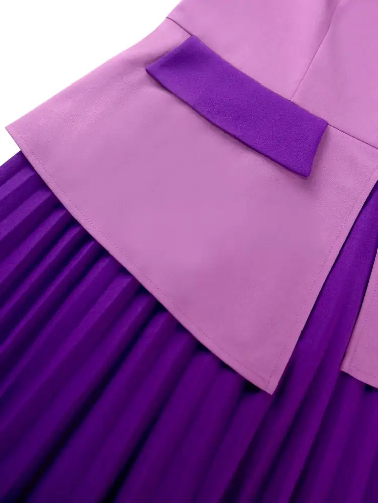 AOMEIDRESS Pleated Dress Wedding Guest Colorblock Ruffle Sleeve
