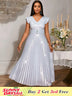AOMEIDRESS Pleated Formal Dress for Women Occasional V Neck Slim Fit Silver / S