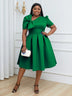 AOMEIDRESS Plus Size A Line Swing Party Dress Women Church Outfits Green / S