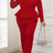 AOMEIDRESS Plus Size Bead Patchwork Party Jumpsuit Long Wide Leg Rompers Red / S