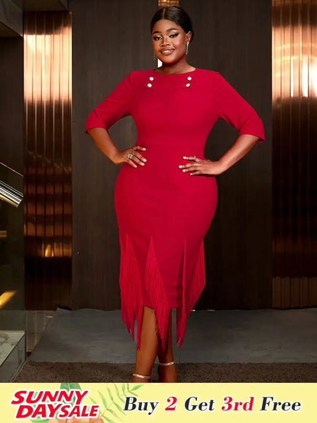AOMEIDRESS Plus Size Birthday Dresses Woman Dresses Elegant for Party Red / S