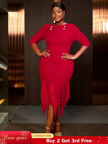 AOMEIDRESS Plus Size Birthday Dresses Woman Dresses Elegant for Party Red / S