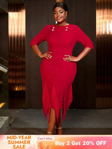 AOMEIDRESS Plus Size Birthday Dresses Woman Dresses Elegant for Party Red / S