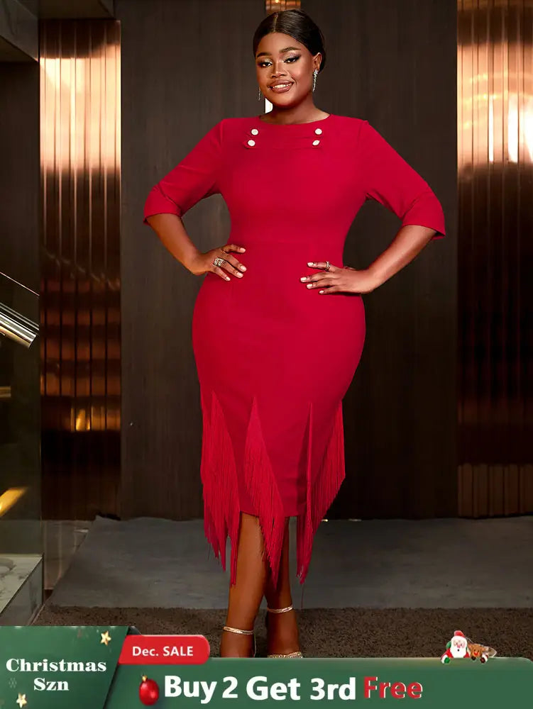 AOMEIDRESS Plus Size Birthday Dresses Woman Dresses Elegant for Party Red / S