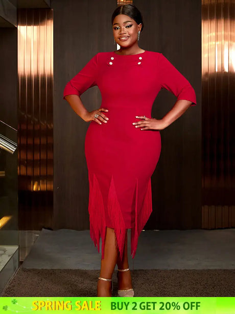 AOMEIDRESS Plus Size Birthday Dresses Woman Dresses Elegant for Party Red / S