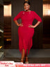 AOMEIDRESS Plus Size Birthday Dresses Woman Dresses Elegant for Party Red / S