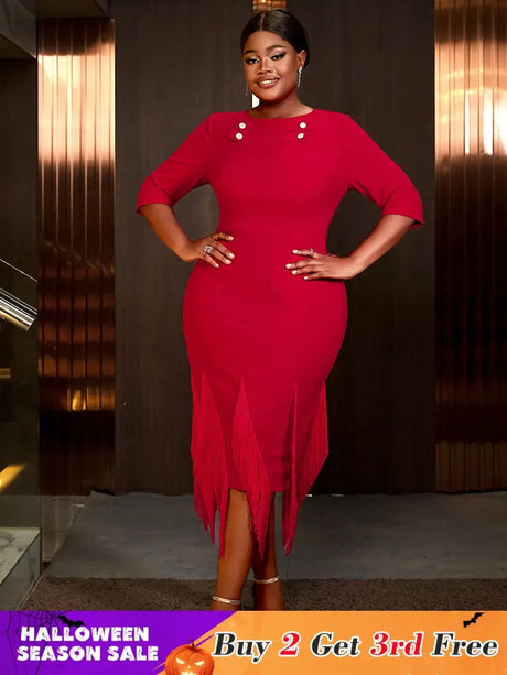 AOMEIDRESS Plus Size Birthday Dresses Woman Dresses Elegant for Party Red / S