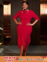 AOMEIDRESS Plus Size Birthday Dresses Woman Dresses Elegant for Party Red / S