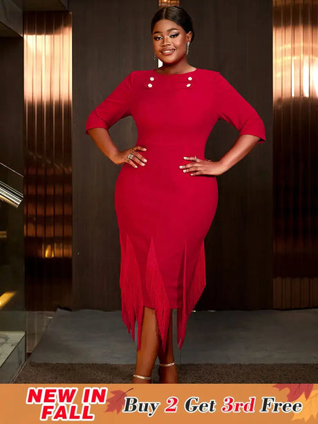 AOMEIDRESS Plus Size Birthday Dresses Woman Dresses Elegant for Party Red / S