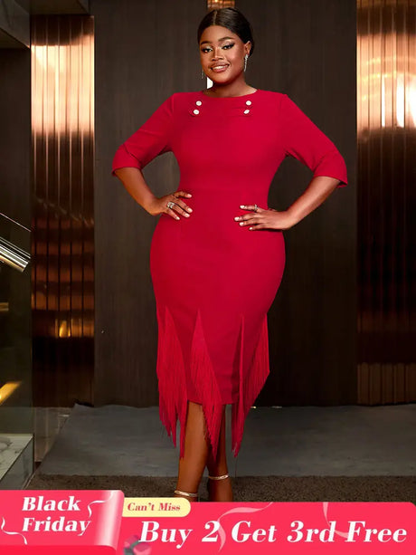 AOMEIDRESS Plus Size Birthday Dresses Woman Dresses Elegant for Party Red / S