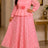 AOMEIDRESS Plus Size Church Two Piece Set Peplum Top with Lace Skirt - Pink / L