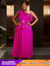 AOMEIDRESS plus size formal wedding guest dresses one shoulder ruffle a line gown


