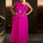 AOMEIDRESS plus size formal wedding guest dresses one shoulder ruffle a line gown

