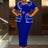 AOMEIDRESS Plus Size Party Dresses Ruffles Peplum Belly Cover Wedding Guest Gowns Blue / S