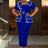 AOMEIDRESS Plus Size Party Dresses Ruffles Peplum Belly Cover Wedding Guest Gowns Blue / S