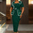 AOMEIDRESS Plus Size Party Dresses Ruffles Peplum Belly Cover Wedding Guest Gowns DarkGreen / S