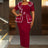 AOMEIDRESS Plus Size Party Dresses Ruffles Peplum Belly Cover Wedding Guest Gowns Wine / S