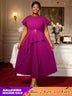 AOMEIDRESS Plus Size Peplum Dress Church Dresses for Woman 2025 Grace Purple / S
