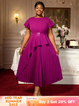 AOMEIDRESS Plus Size Peplum Dress Church Dresses for Woman 2025 Grace Purple / S