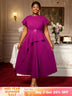 AOMEIDRESS Plus Size Peplum Dress Church Dresses for Woman 2025 Grace Purple / S