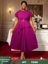 AOMEIDRESS Plus Size Peplum Dress Church Dresses for Woman 2025 Grace Purple / S