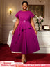 AOMEIDRESS Plus Size Peplum Dress Church Dresses for Woman 2025 Grace Purple / S