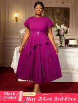 AOMEIDRESS Plus Size Peplum Dress Church Dresses for Woman 2025 Grace Purple / S