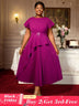 AOMEIDRESS Plus Size Peplum Dress Church Dresses for Woman 2025 Grace Purple / S