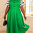 AOMEIDRESS Polka Dot A Line Dress Colorblock Turn Down Collar Button - Green / L