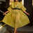 AOMEIDRESS Polka Dot Mesh See Through Dresses Ruffles Puff Sleeves Yellow / 0XL