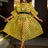 AOMEIDRESS Polka Dot Mesh See Through Dresses Ruffles Puff Sleeves Yellow / 0XL