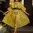 AOMEIDRESS Polka Dot Mesh See Through Dresses Ruffles Puff Sleeves Yellow / 0XL