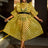 AOMEIDRESS Polka Dot Mesh See Through Dresses Ruffles Puff Sleeves Yellow / 0XL