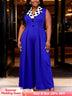 AOMEIDRESS Polka Dot Splicing Jumpsuits Turn Down Collar Sleeveless - Blue / L
