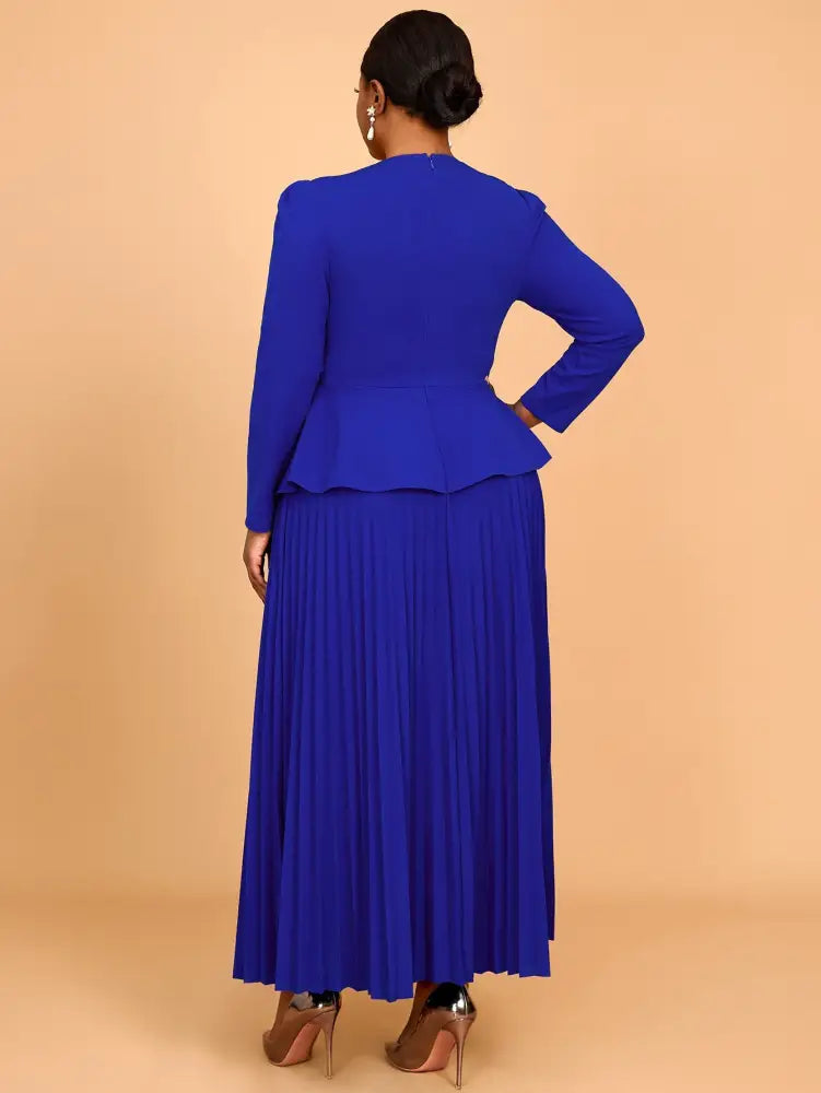 AOMEIDRESS Pretty Church Dresses Blue Pleated Flower Dress
